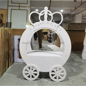Carroza de Calabaza de <span class=keywords><strong>Cenicienta</strong></span> para Decoración de Fiestas de Boda, Carrito de Exhibición de Dulces y Postres de PVC Blanco con Caballo - Product Image 5