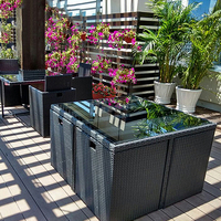 Tables et chaises de rangement pour cour avec écran solaire imperméable pour terrasse extérieure Meubles 11 pièces