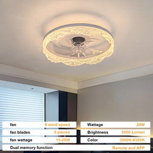 Ventilateur de plafond minimaliste nordique à 5 pales, 11,8 pouces, LED DC, 6 vitesses, 3000K-6500K, intelligent, silencieux, application/télécommande, gradation, matériau en fer - Product Image 6