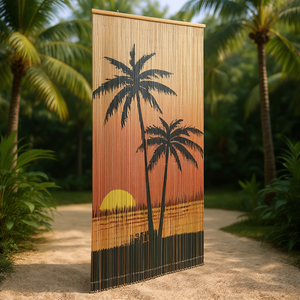 ม่านประตูไม้ไผ่กันแมลง 39.4x86.6 นิ้ว ลายต้นปาล์ม สำหรับใช้ภายนอกอาคาร - Product Image 2