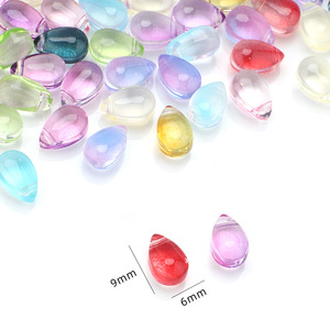 50 unids/bolsa 6*9mm gota de <span class=keywords><strong>agua</strong></span> de cristal cuentas sueltas, gota de <span class=keywords><strong>agua</strong></span> a granel lágrima colgante dijes cuentas para llavero teléfono joyería pulsera Diy - Product Image 2
