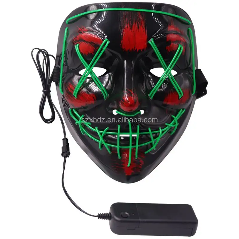 2023 Factory Hot Sale LED Flashing Halloween Scary Party Mask for Festival Cosplay Costume Masquerade Carnival