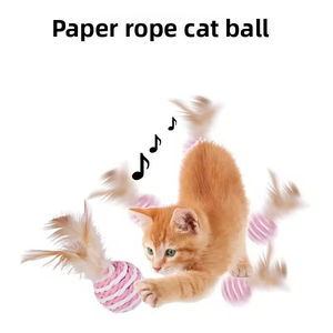 Jouet interactif amusant pour chat d'intérieur : griffoir auto-amusant avec souris à plumes – Anti-ennui pour chatons et animaux de compagnie - Product Image 2