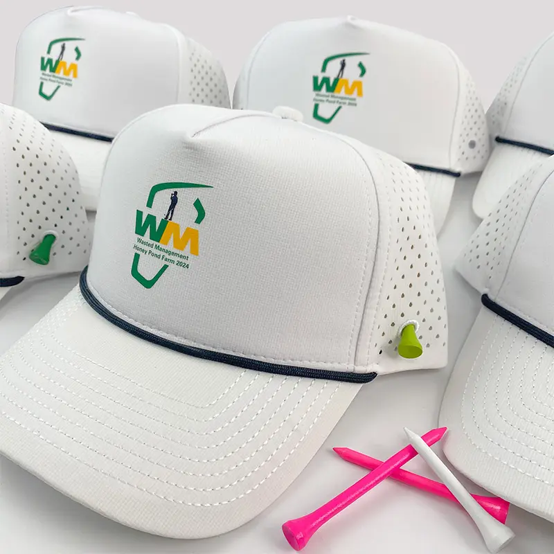 Gorra HS51 de 5 paneles para hombre y mujer con soporte para Camiseta deportiva, sombrero de papá de rendimiento blanco liso, sombrero de golf personalizado