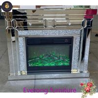 Miroir moderne cheminée à miroir à LED meuble TV avec lumière LED en diamant écrasé