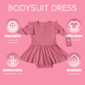 Customized Bamboo Solid <strong>Baby</strong> <strong>Girls</strong> Ruffle Jumpsuit <strong>Dress</strong> Long Sleeve Romper Button Closure Newborn <strong>Girls</strong> Bodysuit Twirl <strong>Dress</strong> - Product Image 3