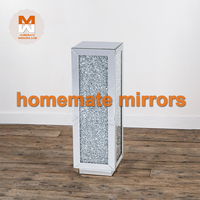 Piédestald miroir de gros support en verre avec diamant écrasé