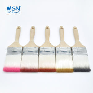 Juego de pinceles de pintura al óleo de faja plana de filamento sintético de doble color MSN, pinceles de <span class=keywords><strong>rodillo</strong></span> de pintura de pared con mango de madera de 6 piezas - Product Image 3