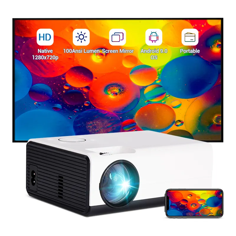 Hotack Hot Sale T01-A Smart Android WIFI 3D LCD Video UHD Digital 720P LED Home Theater Projector 4K Proyector