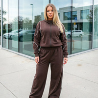Ensemble de survêtement pour femme grande taille, imprimé, décontracté, rayé, avec logo personnalisé, 2 pièces, sweat à capuche zippé et pantalon de jogging, style Y2K