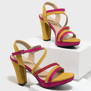 Sandales <span class=keywords><strong>à</strong></span> plateforme multicolores effet daim <span class=keywords><strong>à</strong></span> boucle cheville, bout ouvert, talon bloc, sexy, pour <span class=keywords><strong>femme</strong></span>, avec soutien de la voûte plantaire, grandes tailles disponibles - Product Image 1