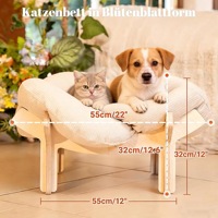 Lit surélevé pour chat en bois massif, stable et à structure croisée, idéal pour le repos des animaux et la décoration intérieure – Direct Usine
