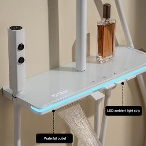 Diseño <span class=keywords><strong>de</strong></span> <span class=keywords><strong>columna</strong></span> <span class=keywords><strong>de</strong></span> juego <span class=keywords><strong>de</strong></span> <span class=keywords><strong>ducha</strong></span> <span class=keywords><strong>de</strong></span> baño blanco con <span class=keywords><strong>ducha</strong></span> superior <span class=keywords><strong>de</strong></span> gran tamaño y Sistema <span class=keywords><strong>de</strong></span> <span class=keywords><strong>ducha</strong></span> termostática <span class=keywords><strong>de</strong></span> PISTOLA <span class=keywords><strong>DE</strong></span> PULVERIZACIÓN <span class=keywords><strong>de</strong></span> mano - Product Image 1