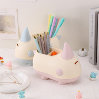 Organisateur de bureau carré kawaii, vente chaude en usine, porte-crayons et porte-stylos personnalisé, rangement de papeterie de bureau en plastique, horloge
