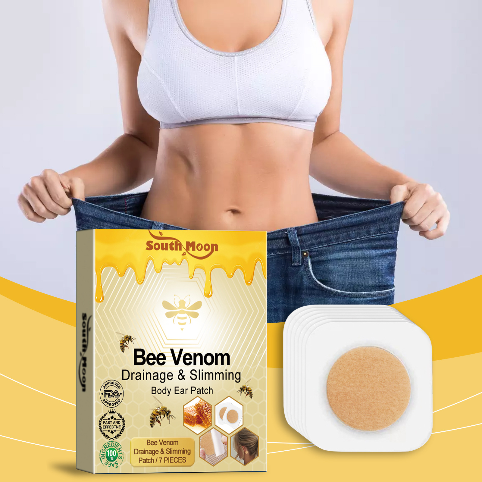 7pcs Bee Venom Body Ear Patch Acupoint Patch Ear Sticker Fast Burning Fat Improve Figure Body Care Sl Patch Mming Body