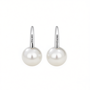 Pendientes Clásicos de Clip en Forma de Bola, Chapados en Oro Blanco sobre Cobre, con Perla de Agua Salada en Engaste de Bisel, para Uso Diario de Mujeres E2537 - Product Image 1