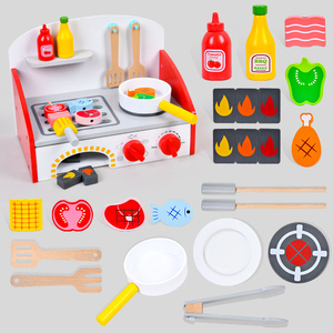 Nuovo Design Giocattolo Cucina Barbecue in Legno <span class=keywords><strong>2</strong></span> in 1 Tavolo da Cucina Educativo per Bambini - Product Image 2