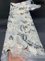 Dentelle de tulle africaine de luxe du Guatemala, tissu de dentelle de mariée lourdement perlé pour robe, tissu de dentelle à perles et paillettes pour mariage