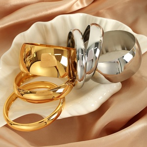 Waterproof Women's Jewelry Stainless Steel Metal Texture <b>Couple</b> <b>Bracelet</b> Large Glazed Exaggerated Fashion Bangle - Product Image 1