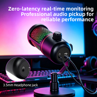 Microphone de jeu USB professionnel, microphone à condensateur filaire, microphone de jeu USB bon marché à directivité cardioïde RGB pour PC, enregistrement, podcast