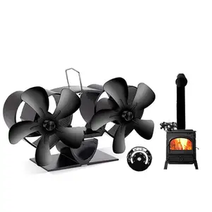 No Running Cost Safety Design wood burning double head stand stove Fireplace Fan