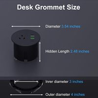 Prise de bureau encastrée ronde 3 pouces avec 65W 2USB-C 2USB-A / Prise USB ronde pour mobilier de bureau (norme AU)