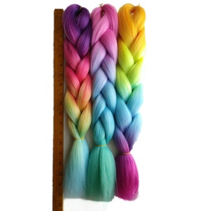 Giá rẻ 16 "ngắn Bob Crochet Bím Tóc Yaki thẳng Jumbo bện phần mở rộng tóc cho cầu vồng màu nhuộm tổng hợp - Product Image 6