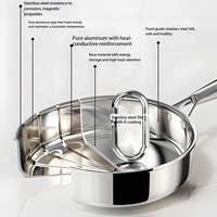 Poêle à frire inclinée en acier inoxydable, sans revêtement, antiadhésive, pour steaks, capacité 4L, fond en aluminium, design contemporain pour la maison