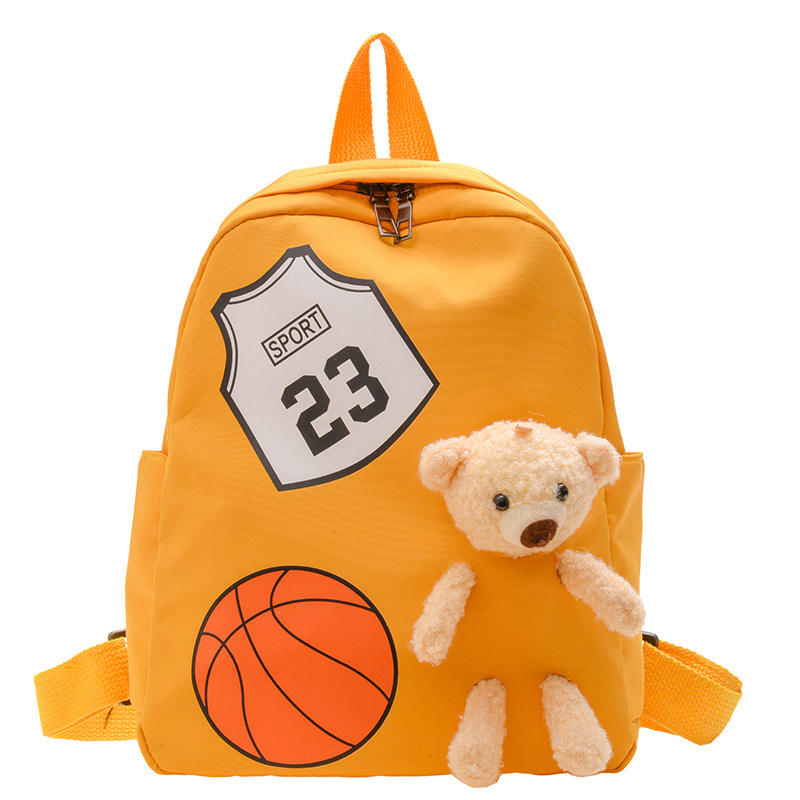 Fashion Children Kids Cute Bear Basketball Printed Nylon Backpack  Kindergarten School Bag Baby Girl Boy Backpack