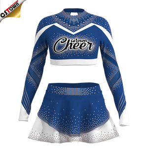 प्रतियोगिता की घटनाओं के लिए स्पार्कल गैंडों के साथ युवा लड़कियों के लिए बैंगनी कस्टम चीयर। - Product Image 5