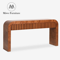 Table de contrôle d'entrée en bois de luxe, design contemporain de haute qualité pour salon, villa, couloir, porche, personnalisable