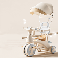 Tricycle à pédales d'extérieur 3 en 1 multifonctionnel rotatif pour enfant, poussette avec auvent et barre de poussée