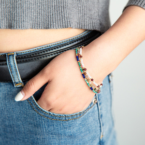 กำไลข้อมือพลอยทัวร์มาลีน3มม. สำหรับผู้หญิงสร้อยข้อมือลูกปัดรักษาแบบปรับได้ - Product Image 6