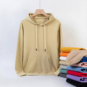 Sweat-shirt à capuche unisexe, coupe classique, en coton tricoté, couleur unie, décontracté, pour l'automne, avec poche avant, bleu, blanc, rose, 2027 - Product Image 5