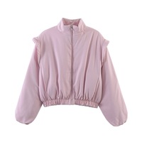 Vêtements pour femmes transfrontaliers Automne Hiver 2026 Mode INS Européenne Américaine Veste courte en polyester à col montant et fermeture éclair