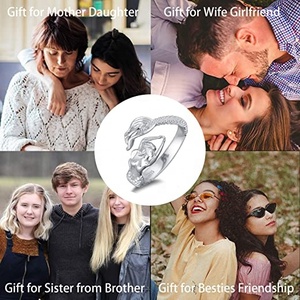 Sirena regolabile anello da Cocktail in argento Sterling fiabesco sirenetta anello aperto avvolgente per donna ragazze moglie - Product Image 6