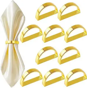 Zinc alloy semicircle napkin ring modern simple D-word napkin buckle gold polished napkin ring