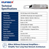 Transceiver Optique 100GBASE-ZR4 QSFP28 LAN-WDM Refroidi EML 80km Duplex LC SMF DDM Hot Pluggable pour Télécom & Cloud DCI
