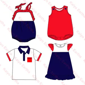 Monogram July 4th Outfit for Baby Toddler Girls Patriotic USA Labor Day Memorial Day toddler boys clothing sets