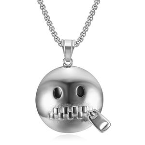 Collar con Colgante de Emoji 'Shut Up' en Acero Inoxidable Chapado en Oro, Joyería de Moda Unisex, Diseño Geométrico, Patrón Asimétrico DZ081 - Product Image 5