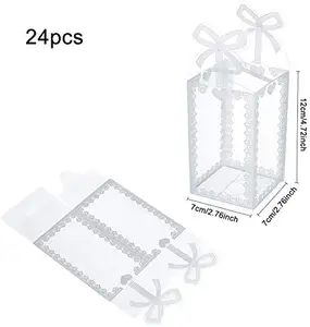 स्पष्ट प्लास्टिक उपहार बॉक्स के साथ छुट्टी के लिए Bowknot पारदर्शी पीवीसी एहसान बक्से पैकिंग बॉक्स, शादी की पार्टी के पक्ष में, उपहार पैकेजिंग