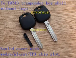 TOY43 cangkang kunci transponder untuk Sub (penutup tertutup dengan wedge/mengkilap/slot chip TPX)