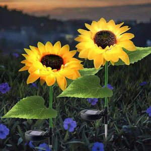 Solar Garden Lights Sunflower Led Outdoor Solar Powered Water Resistant Free Standing With <b>Battery</b> Included - Product Image 3