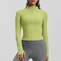 Nouvelle veste de sport respirante à rayures et patchwork pour la course en extérieur, coupe ajustée amincissante, col montant, style yoga, séchage rapide