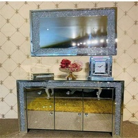 Table console carrée de luxe contemporaine américaine avec tiroirs - Motif diamants écrasés, design moderne pour salon et maison