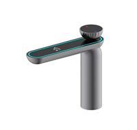 Robinet de lavabo moderne intelligent à trou unique, à poignée unique, en laiton, avec douchette, mitigeur, noyau de valve en céramique, robinet de salle de bain, robinet sur pied