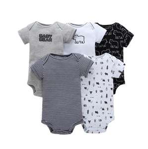 Body d'été à manches courtes en coton 5 pièces pour bébé, vêtements pour bébés nouveau-nés, vêtements pour tout-petits, vêtements pour bébés garçons, bon marché - Product Image 5