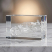 Bloc de cristal HDW K9 transparent avec motif de voiture gravé à l'intérieur, idéal pour cadeau d'entreprise, souvenir d'anniversaire et trophée en cristal de collection