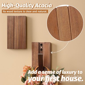 Solid Wood Piano Key <b>Wall</b> <b>Hooks</b> Dark Brown Rectangle <b>Hook</b> Type Eco Friendly Entryway Coat Rack - Product Image 3