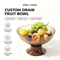 Plateau à fruits en plastique poli style Ins pour la maison, plateau à bonbons et snacks moderne et minimaliste pour salon, avec drain intégré